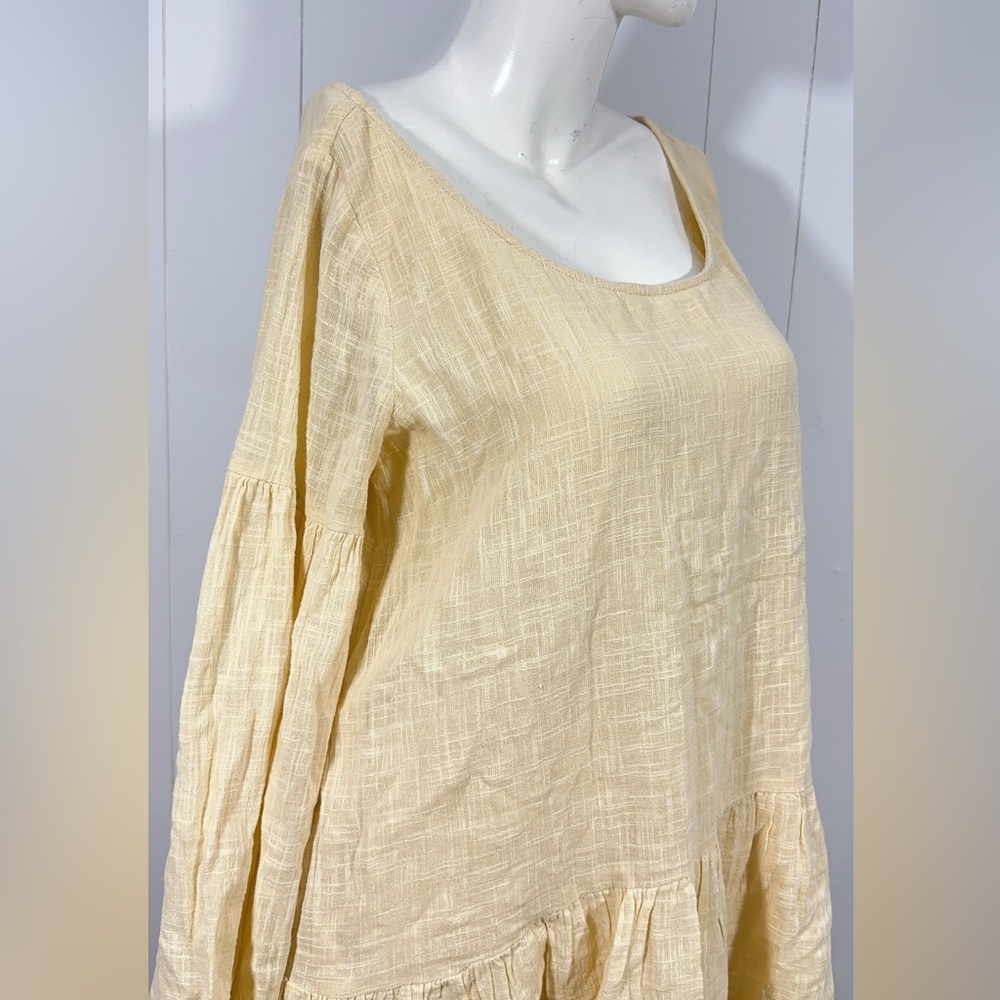 Free People Kyleigh Mini Boho Lined Dress Tunic Yellow Long Bell Sleeve - Picture 5 of 16